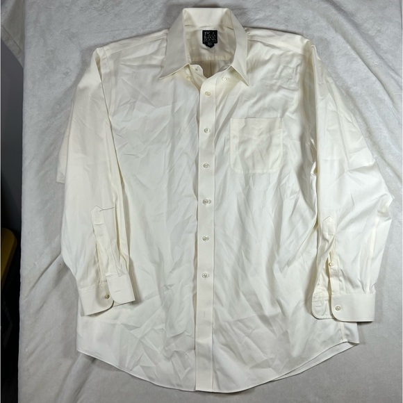 Joe. A. Bank 17.5-35 Traveler Collection Tailored Fit Pale Yellow White Shirt - Picture 1 of 8
